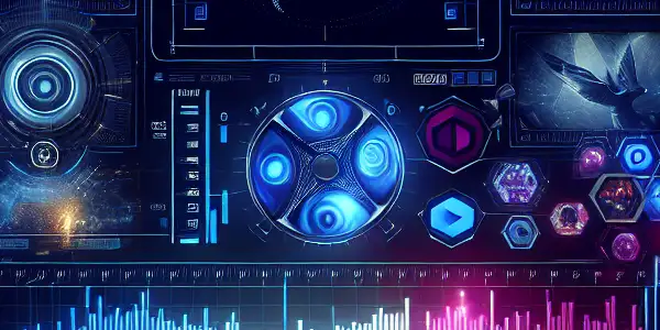 A sleek, futuristic dashboard for adult content navigation, featuring vibrant icons and a dimly lit, alluring background.