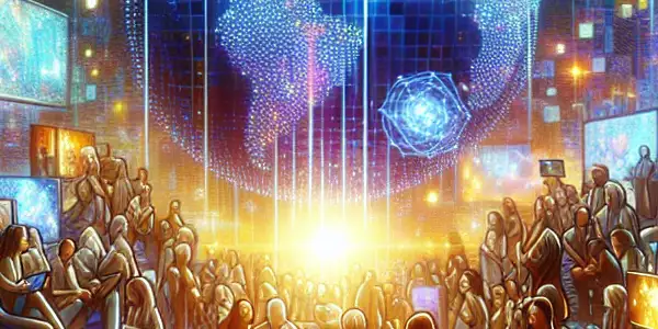 A vibrant digital scene featuring diverse individuals engaging in live adult entertainment and interactive experiences.